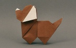 Схема оригами очаровательного бумажного щенка.