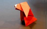 Схема оригами бумажного пса, который умеет кивать 
