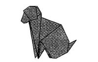 Схема оригами сидящего пса.