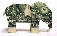 Схема оригами слона из денег