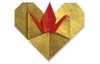 Оригами схема сердца с журавликом