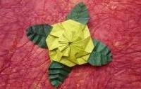 Оригами схема цветка с листьями